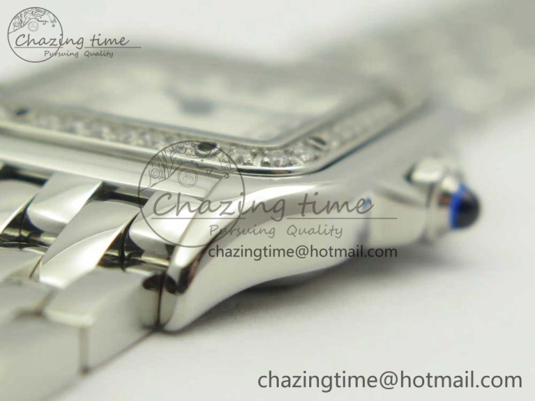 Panthère Secrete Ladies 22mm SS Diamonds Bezel 8848F 1:1 Best Edition White Dial on SS Bracelet Ronda Quartz