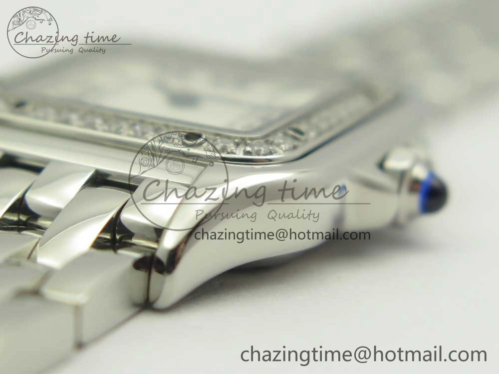 Panthère Secrete Ladies 22mm SS Diamonds Bezel 8848F 1:1 Best Edition White Dial on SS Bracelet Ronda Quartz