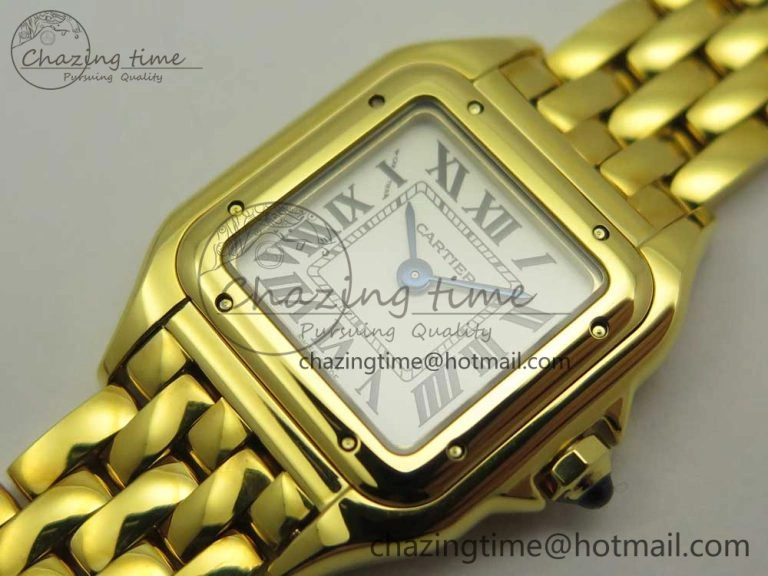 Panthère Secrete Ladies 22mm YG 8848F 1:1 Best Edition White Dial on YG Bracelet Ronda Quartz