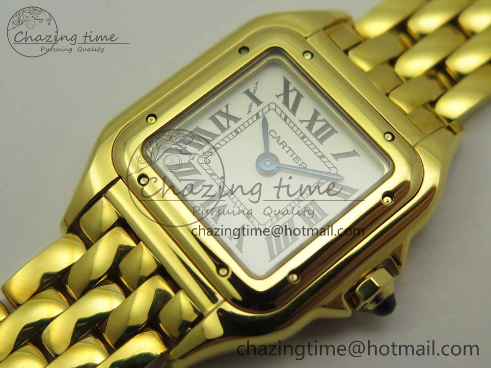 Panthère Secrete Ladies 22mm YG 8848F 1:1 Best Edition White Dial on YG Bracelet Ronda Quartz