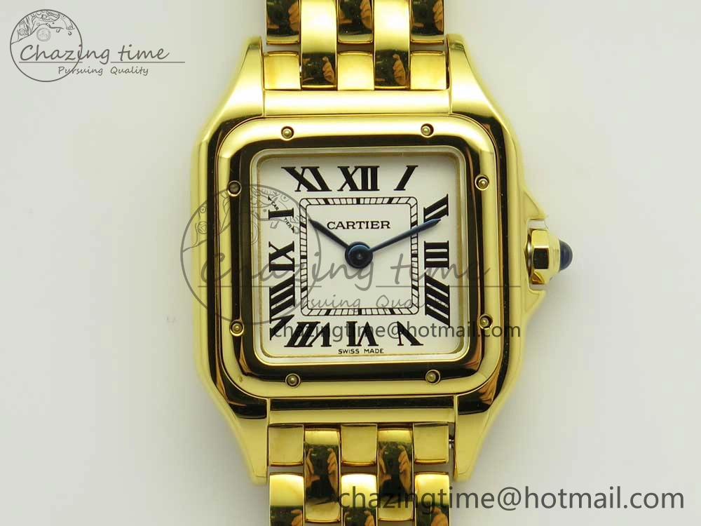 Panthère Secrete Ladies 22mm YG 8848F 1:1 Best Edition White Dial on YG Bracelet Ronda Quartz