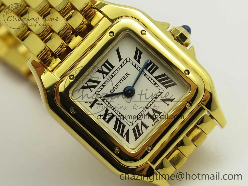 Panthère Secrete Ladies 22mm YG 8848F 1:1 Best Edition White Dial on YG Bracelet Ronda Quartz