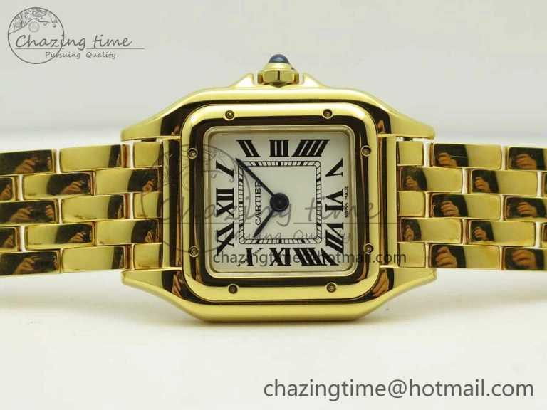 Panthère Secrete Ladies 22mm YG 8848F 1:1 Best Edition White Dial on YG Bracelet Ronda Quartz