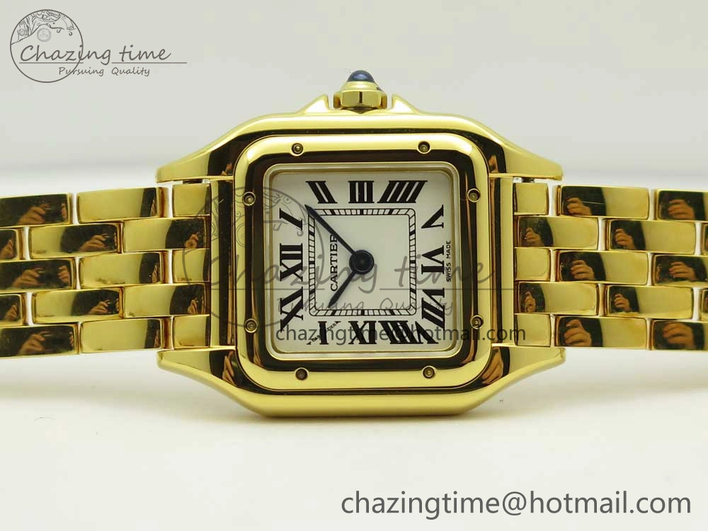 Panthère Secrete Ladies 22mm YG 8848F 1:1 Best Edition White Dial on YG Bracelet Ronda Quartz