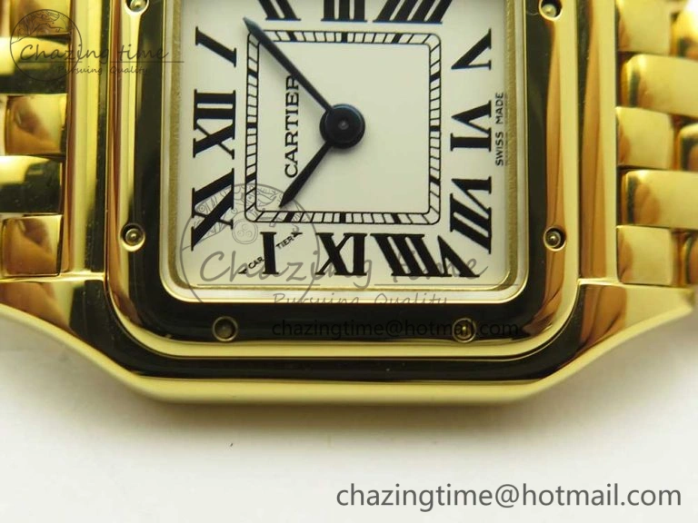 Panthère Secrete Ladies 22mm YG 8848F 1:1 Best Edition White Dial on YG Bracelet Ronda Quartz