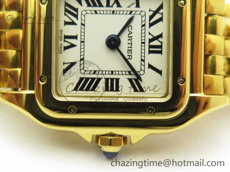 Panthère Secrete Ladies 22mm YG 8848F 1:1 Best Edition White Dial on YG Bracelet Ronda Quartz