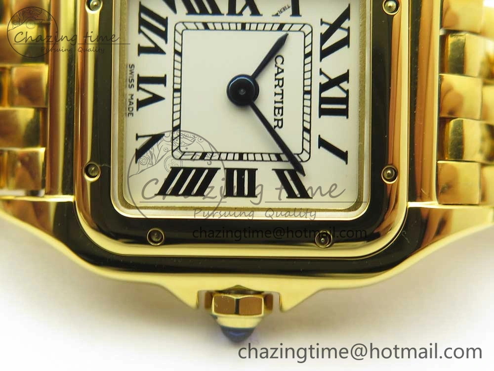 Panthère Secrete Ladies 22mm YG 8848F 1:1 Best Edition White Dial on YG Bracelet Ronda Quartz