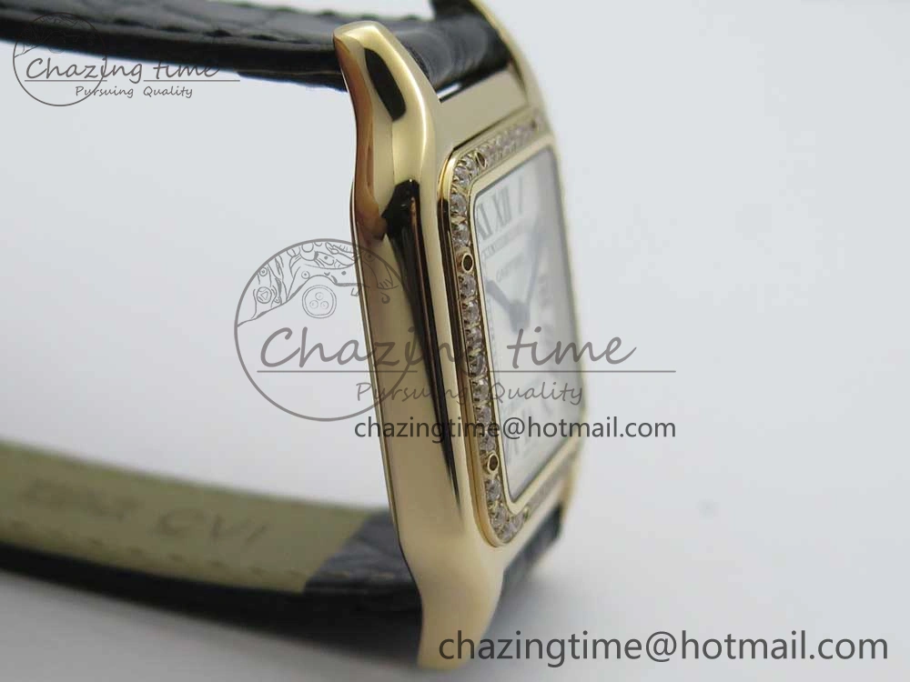 Panthère Secrete Ladies 27mm RG 8848F 1:1 Best Edition White Dial Diamonds Bezel on Black Croco Strap Ronda Quartz