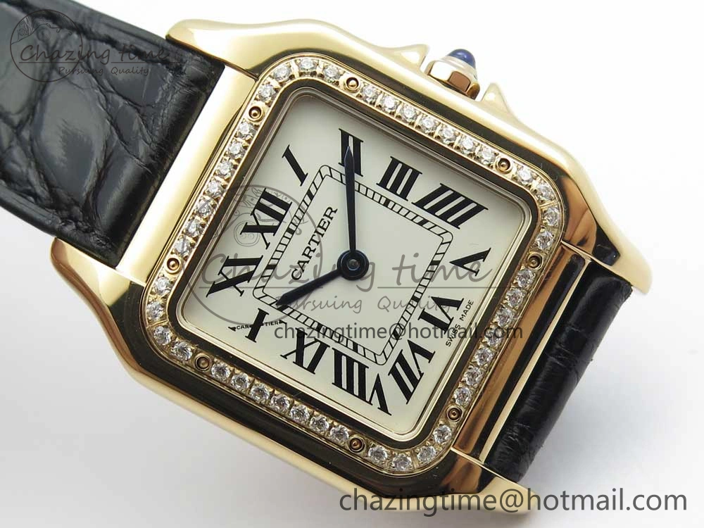 Panthère Secrete Ladies 27mm RG 8848F 1:1 Best Edition White Dial Diamonds Bezel on Black Croco Strap Ronda Quartz