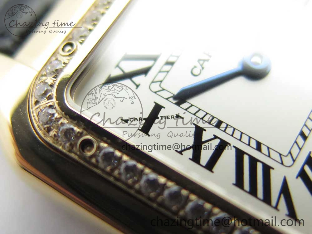 Panthère Secrete Ladies 27mm RG 8848F 1:1 Best Edition White Dial Diamonds Bezel on Black Croco Strap Ronda Quartz