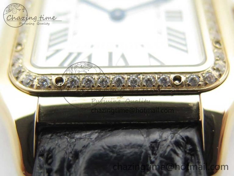 Panthère Secrete Ladies 27mm RG 8848F 1:1 Best Edition White Dial Diamonds Bezel on Black Croco Strap Ronda Quartz