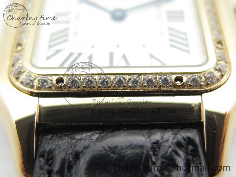 Panthère Secrete Ladies 27mm RG 8848F 1:1 Best Edition White Dial Diamonds Bezel on Black Croco Strap Ronda Quartz