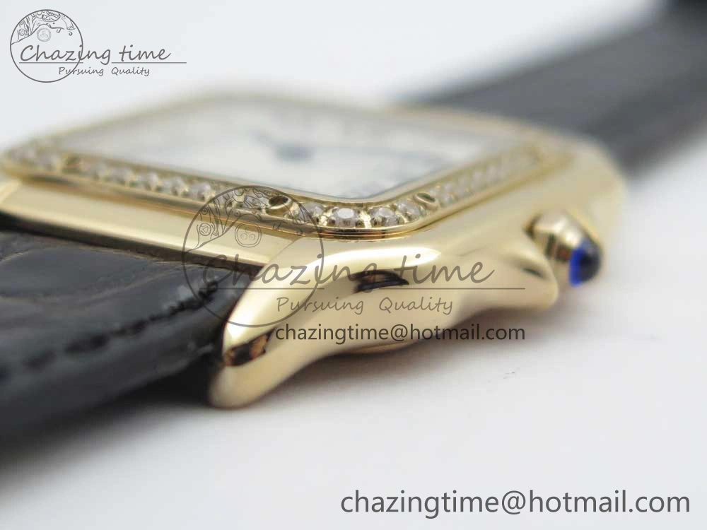 Panthère Secrete Ladies 27mm RG 8848F 1:1 Best Edition White Dial Diamonds Bezel on Black Croco Strap Ronda Quartz