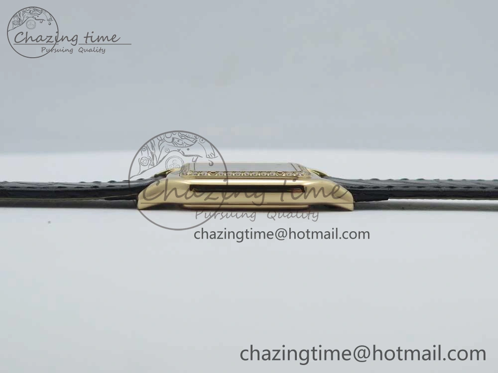 Panthère Secrete Ladies 27mm RG 8848F 1:1 Best Edition White Dial Diamonds Bezel on Black Croco Strap Ronda Quartz