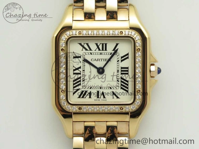 Panthère Secrete Ladies 27mm RG 8848F 1:1 Best Edition White Dial Diamonds Bezel on RG Bracelet Ronda Quartz