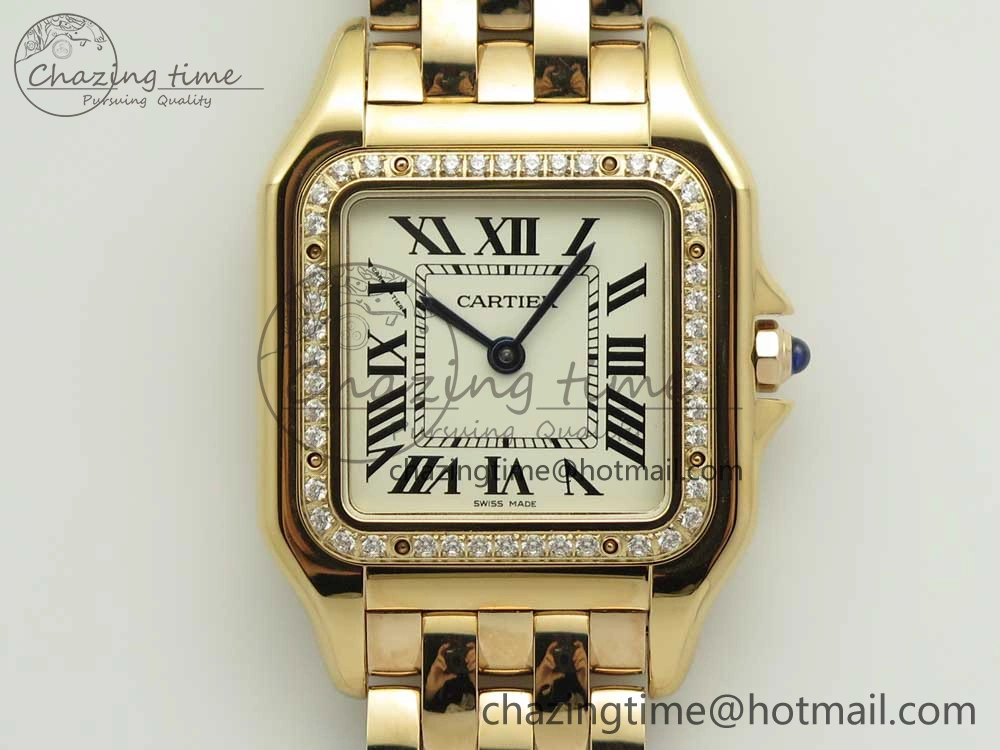 Panthère Secrete Ladies 27mm RG 8848F 1:1 Best Edition White Dial Diamonds Bezel on RG Bracelet Ronda Quartz