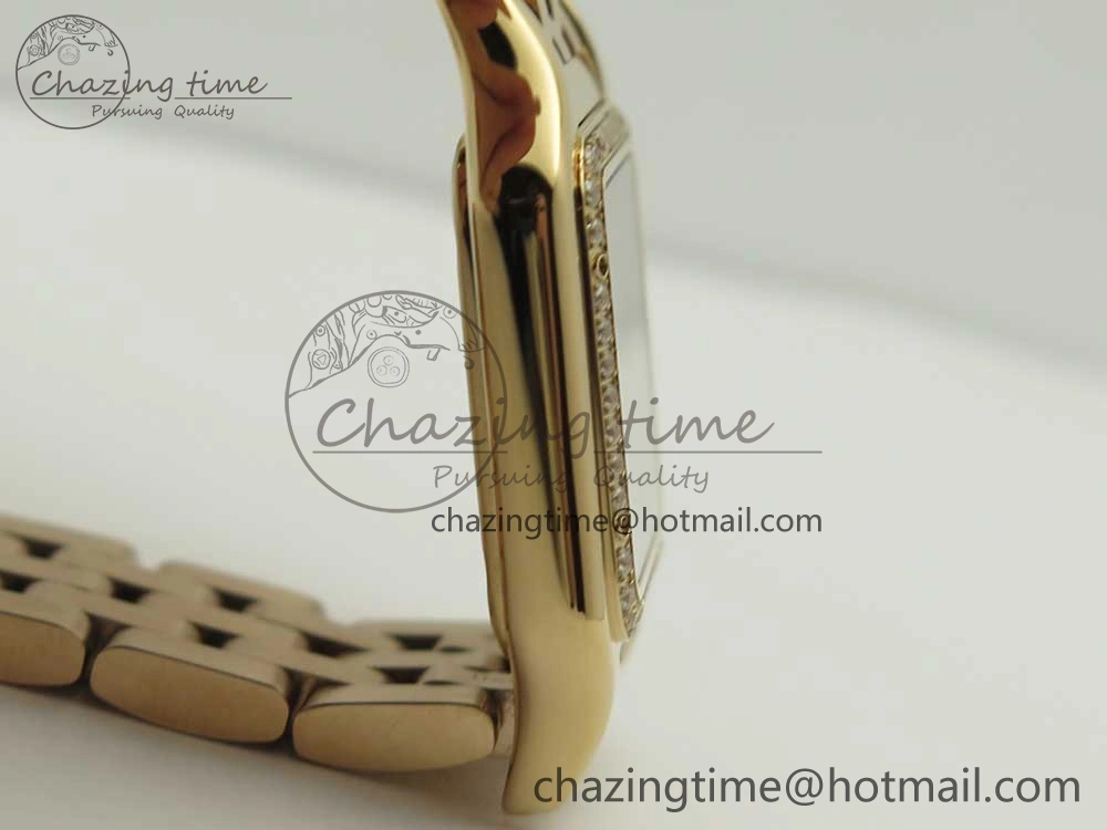 Panthère Secrete Ladies 27mm RG 8848F 1:1 Best Edition White Dial Diamonds Bezel on RG Bracelet Ronda Quartz