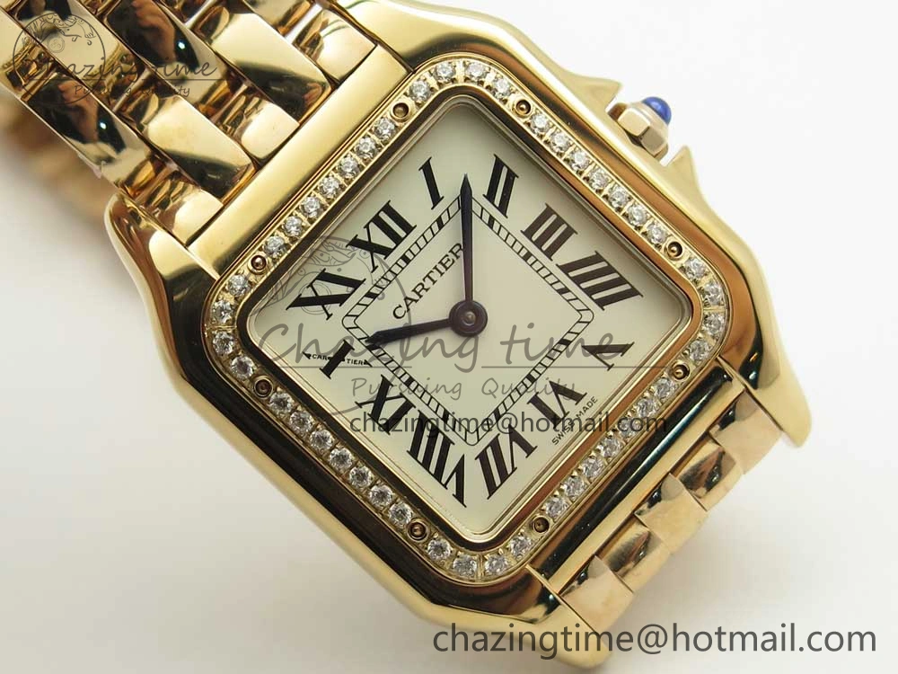 Panthère Secrete Ladies 27mm RG 8848F 1:1 Best Edition White Dial Diamonds Bezel on RG Bracelet Ronda Quartz
