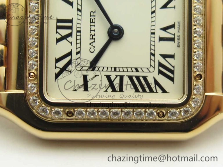 Panthère Secrete Ladies 27mm RG 8848F 1:1 Best Edition White Dial Diamonds Bezel on RG Bracelet Ronda Quartz