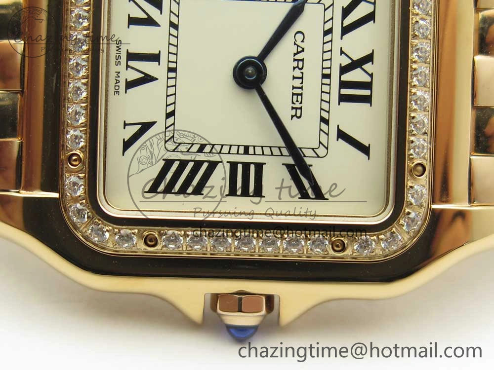 Panthère Secrete Ladies 27mm RG 8848F 1:1 Best Edition White Dial Diamonds Bezel on RG Bracelet Ronda Quartz