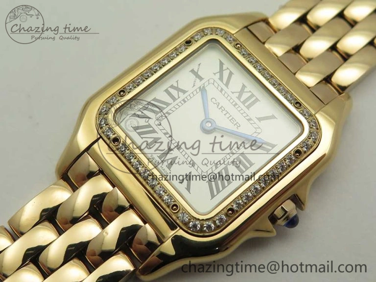 Panthère Secrete Ladies 27mm RG 8848F 1:1 Best Edition White Dial Diamonds Bezel on RG Bracelet Ronda Quartz