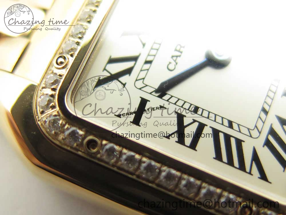 Panthère Secrete Ladies 27mm RG 8848F 1:1 Best Edition White Dial Diamonds Bezel on RG Bracelet Ronda Quartz