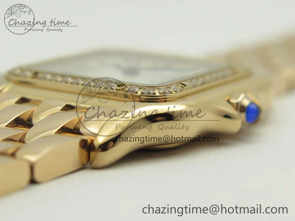 Panthère Secrete Ladies 27mm RG 8848F 1:1 Best Edition White Dial Diamonds Bezel on RG Bracelet Ronda Quartz
