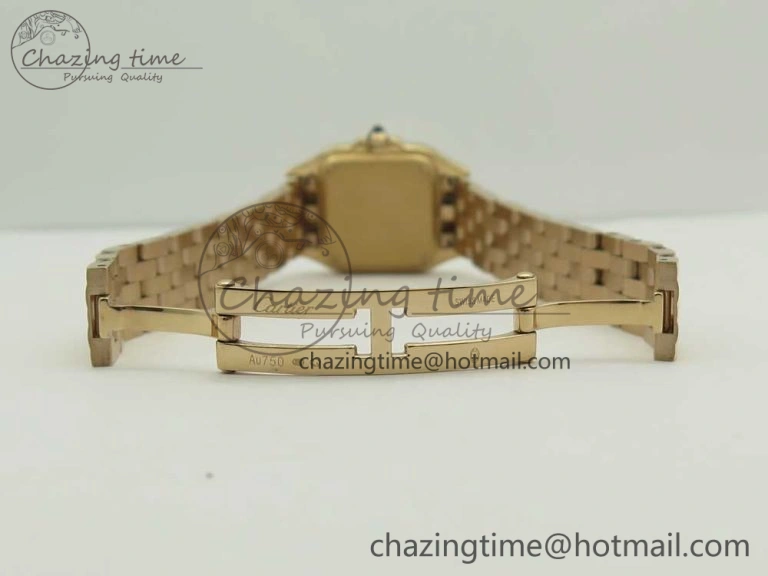 Panthère Secrete Ladies 27mm RG 8848F 1:1 Best Edition White Dial Diamonds Bezel on RG Bracelet Ronda Quartz