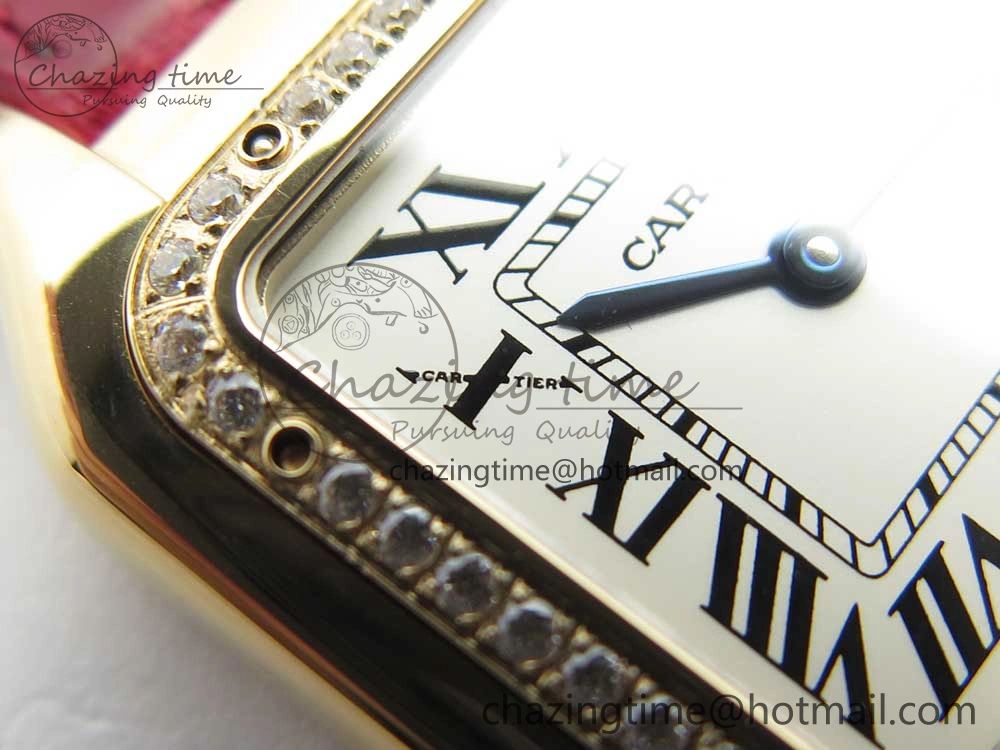 Panthère Secrete Ladies 27mm RG 8848F 1:1 Best Edition White Dial Diamonds Bezel on Red Croco Strap Ronda Quartz
