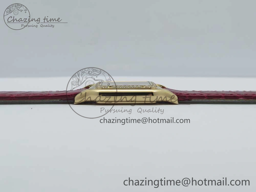 Panthère Secrete Ladies 27mm RG 8848F 1:1 Best Edition White Dial Diamonds Bezel on Red Croco Strap Ronda Quartz