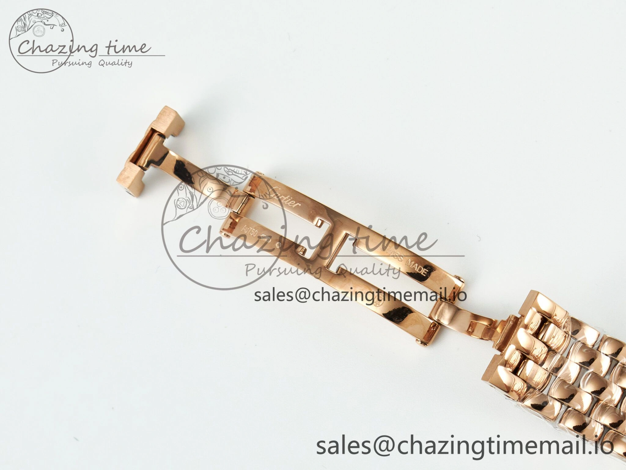 Panthère Secrete Ladies 27mm RG J12F 1:1 Best Edition White Dial Diamonds Bezel on RG Bracelet Ronda Quartz