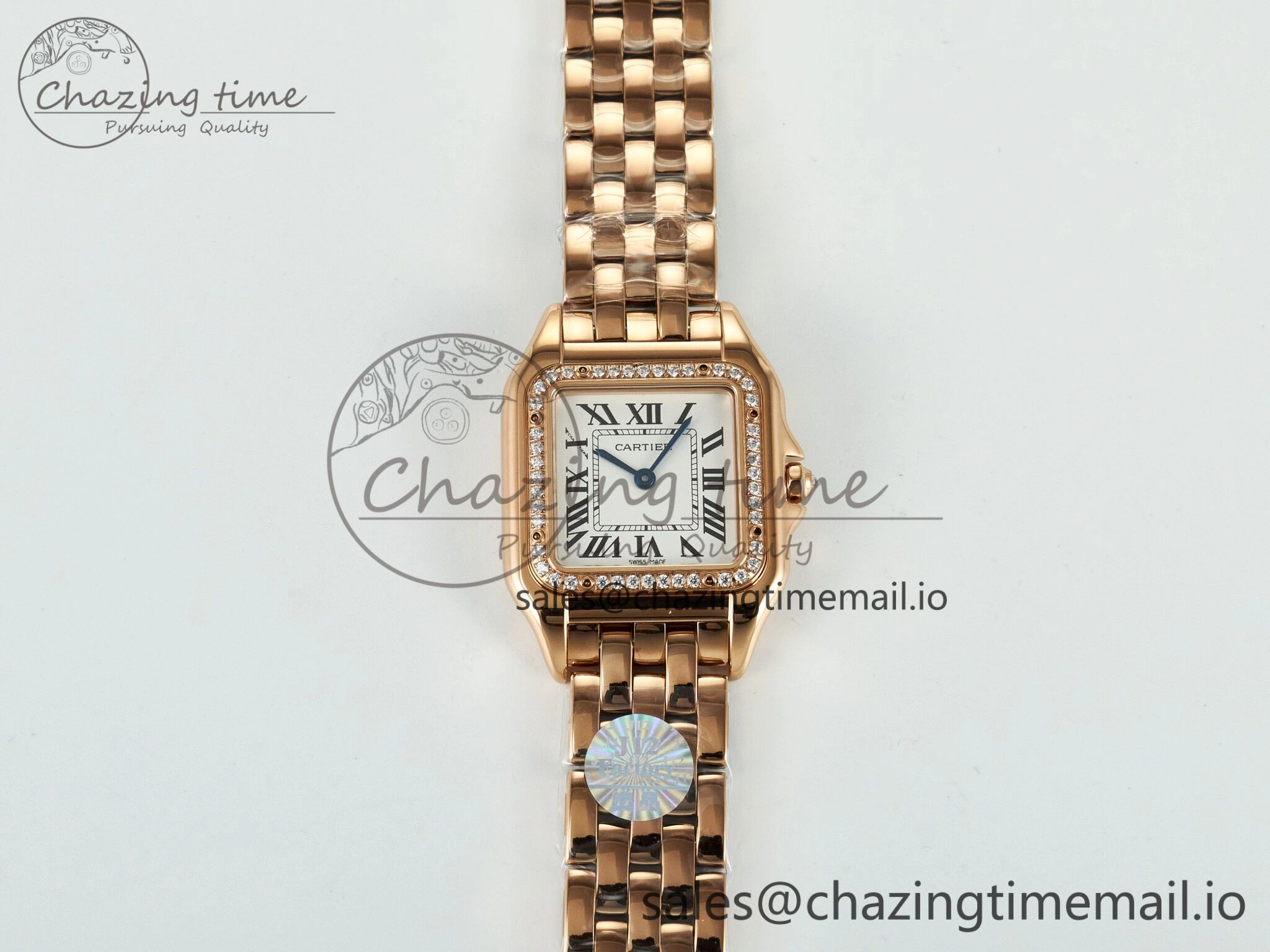 Panthère Secrete Ladies 27mm RG J12F 1:1 Best Edition White Dial Diamonds Bezel on RG Bracelet Ronda Quartz