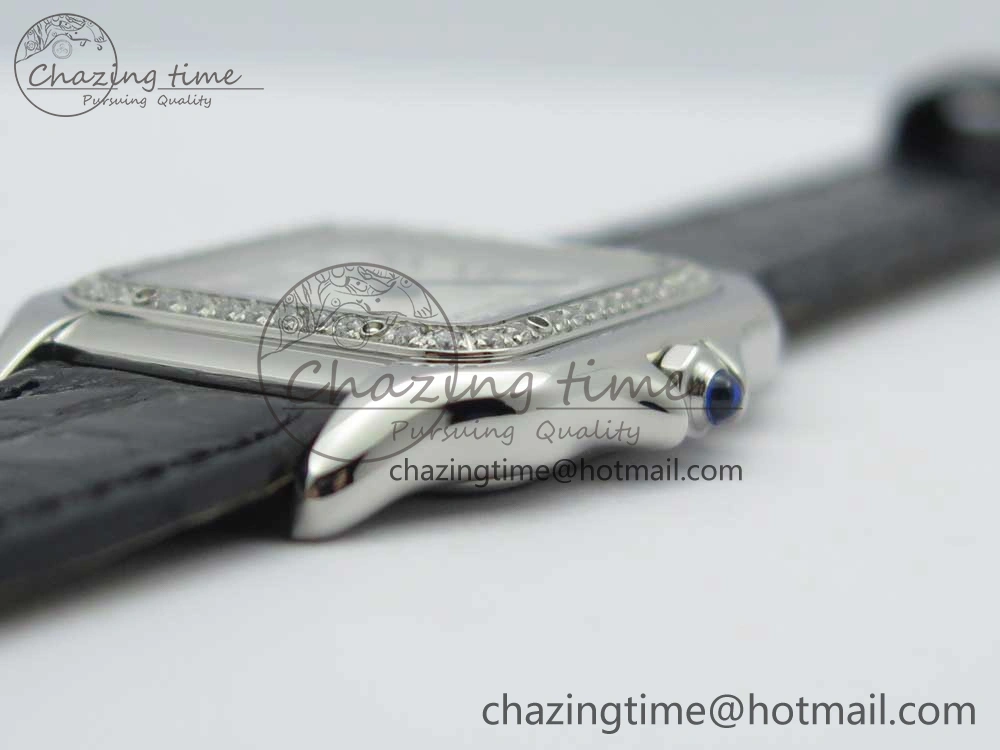 Panthère Secrete Ladies 27mm SS 8848F 1:1 Best Edition White Dial Diamonds Bezel on Black Croco Strap Ronda Quartz