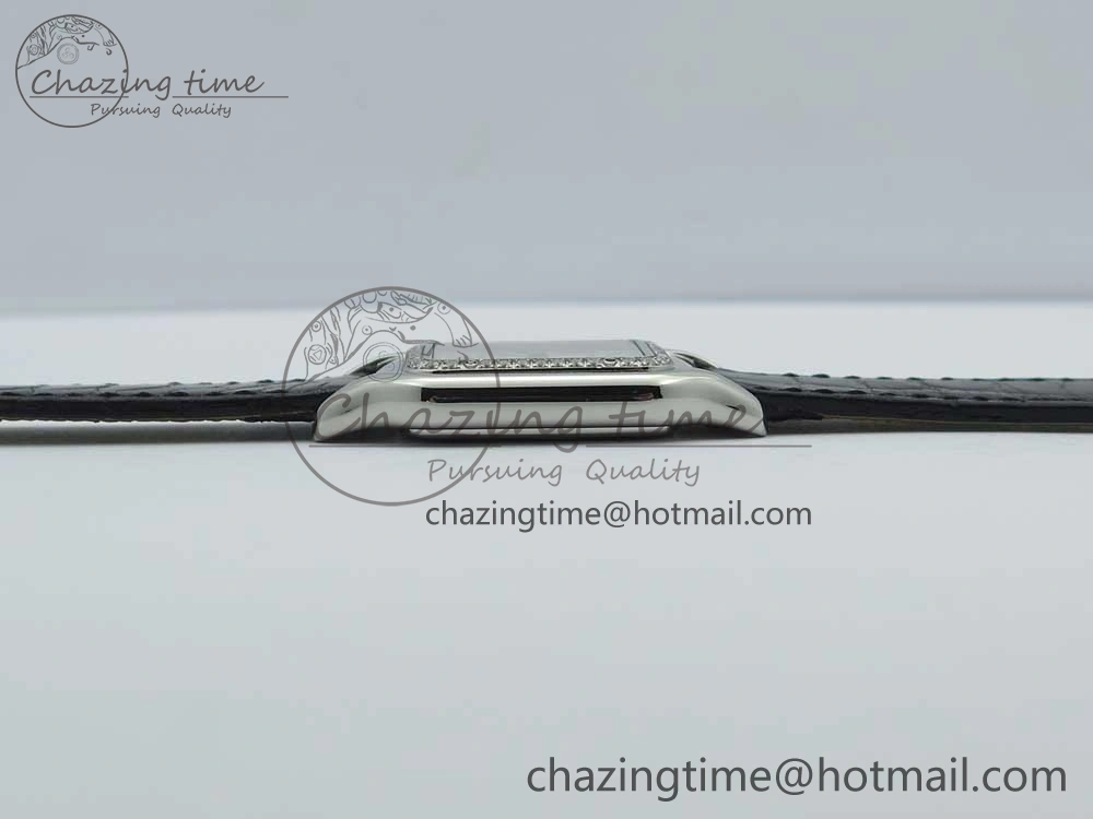 Panthère Secrete Ladies 27mm SS 8848F 1:1 Best Edition White Dial Diamonds Bezel on Black Croco Strap Ronda Quartz