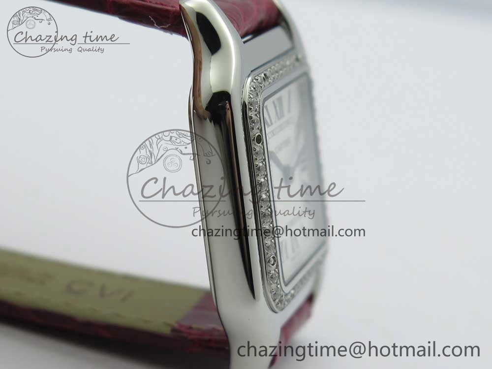 Panthère Secrete Ladies 27mm SS 8848F 1:1 Best Edition White Dial Diamonds Bezel on Red Croco Strap Ronda Quartz
