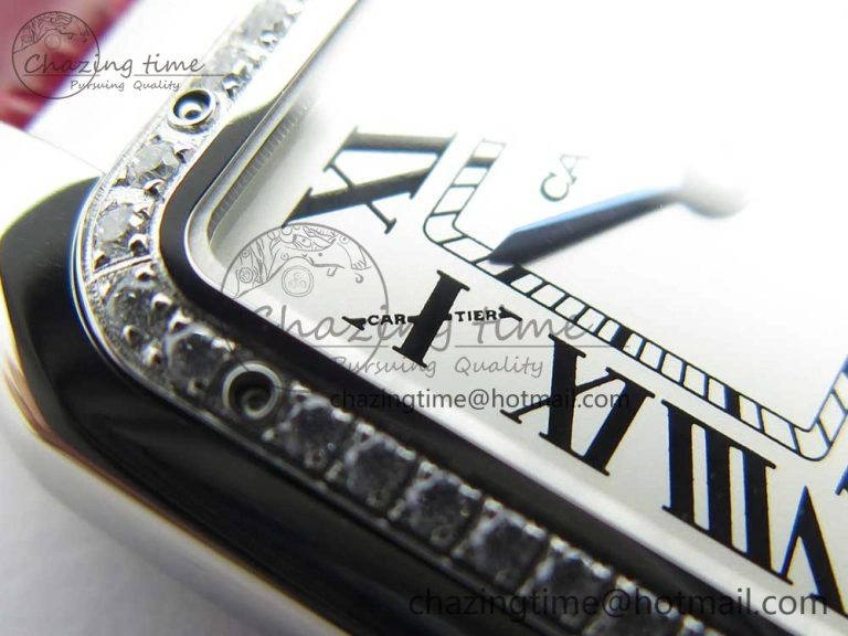 Panthère Secrete Ladies 27mm SS 8848F 1:1 Best Edition White Dial Diamonds Bezel on Red Croco Strap Ronda Quartz