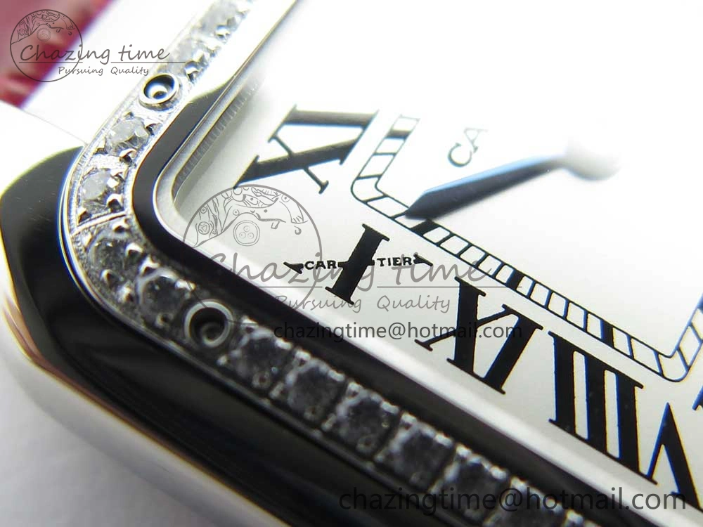 Panthère Secrete Ladies 27mm SS 8848F 1:1 Best Edition White Dial Diamonds Bezel on Red Croco Strap Ronda Quartz