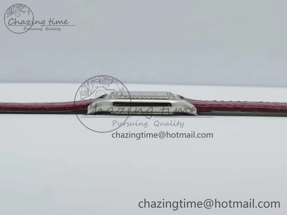 Panthère Secrete Ladies 27mm SS 8848F 1:1 Best Edition White Dial Diamonds Bezel on Red Croco Strap Ronda Quartz