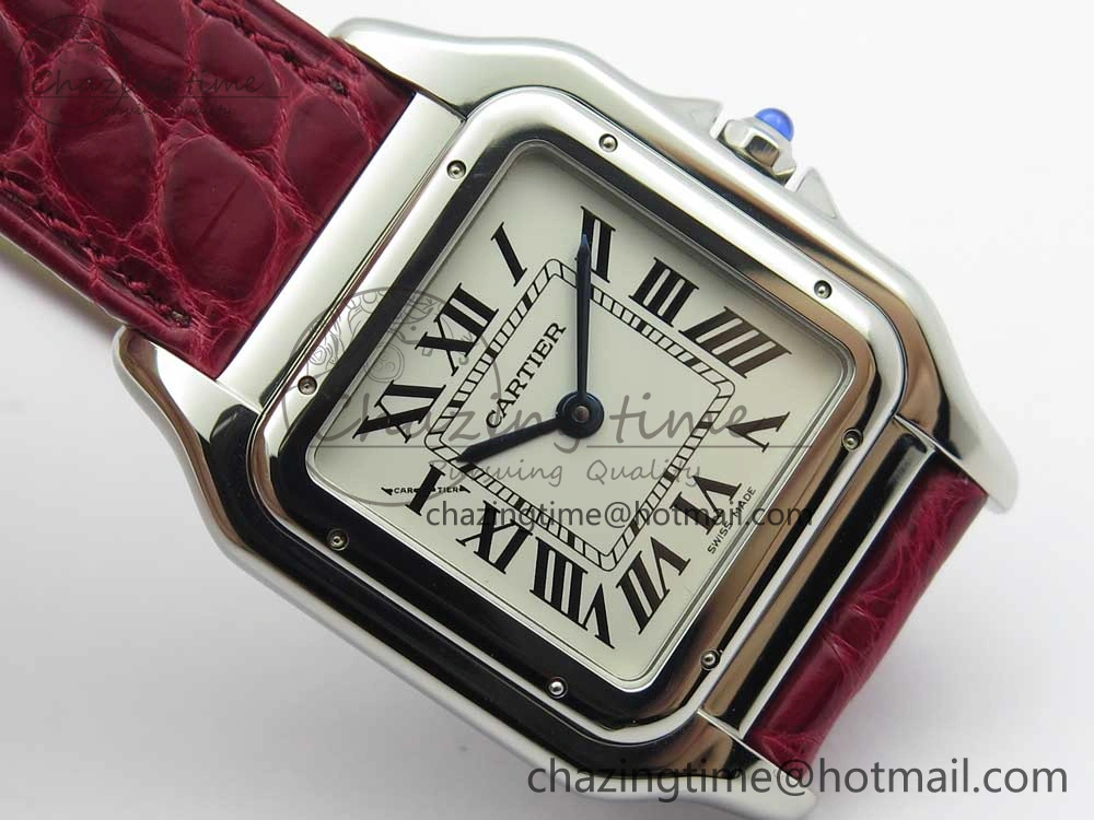 Panthère Secrete Ladies 27mm SS 8848F 1:1 Best Edition White Dial on Red Croco Strap Ronda Quartz