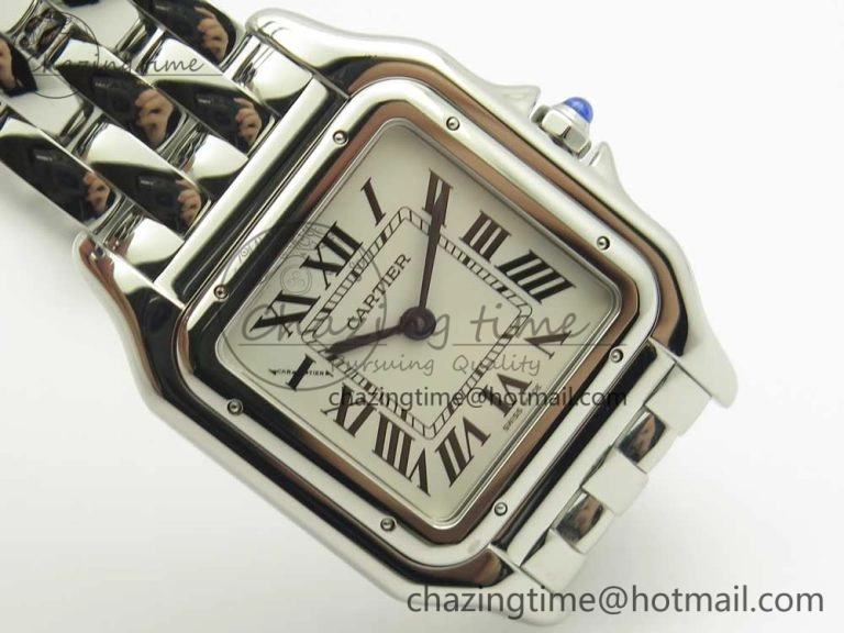 Panthère Secrete Ladies 27mm SS 8848F 1:1 Best Edition White Dial on SS Bracelet Ronda Quartz