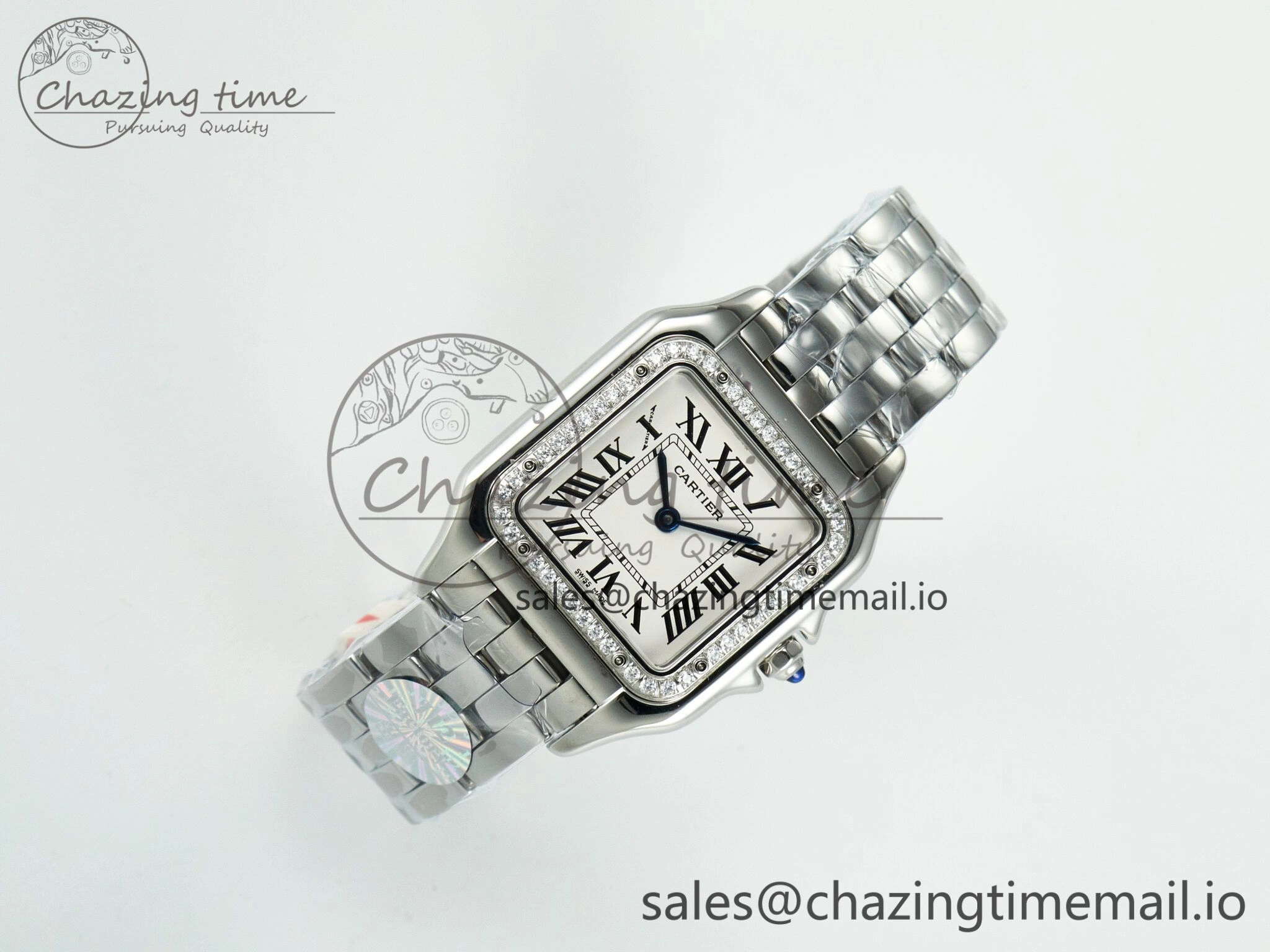 Panthère Secrete Ladies 27mm SS Diamonds Bezel J12F 1:1 Best Edition White Dial on SS Bracelet Ronda Quartz