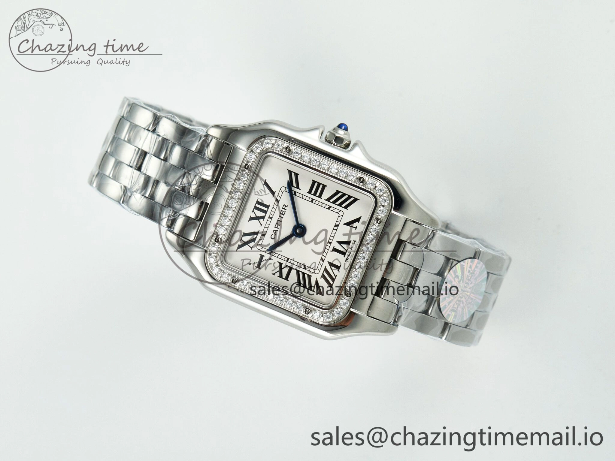 Panthère Secrete Ladies 27mm SS Diamonds Bezel J12F 1:1 Best Edition White Dial on SS Bracelet Ronda Quartz