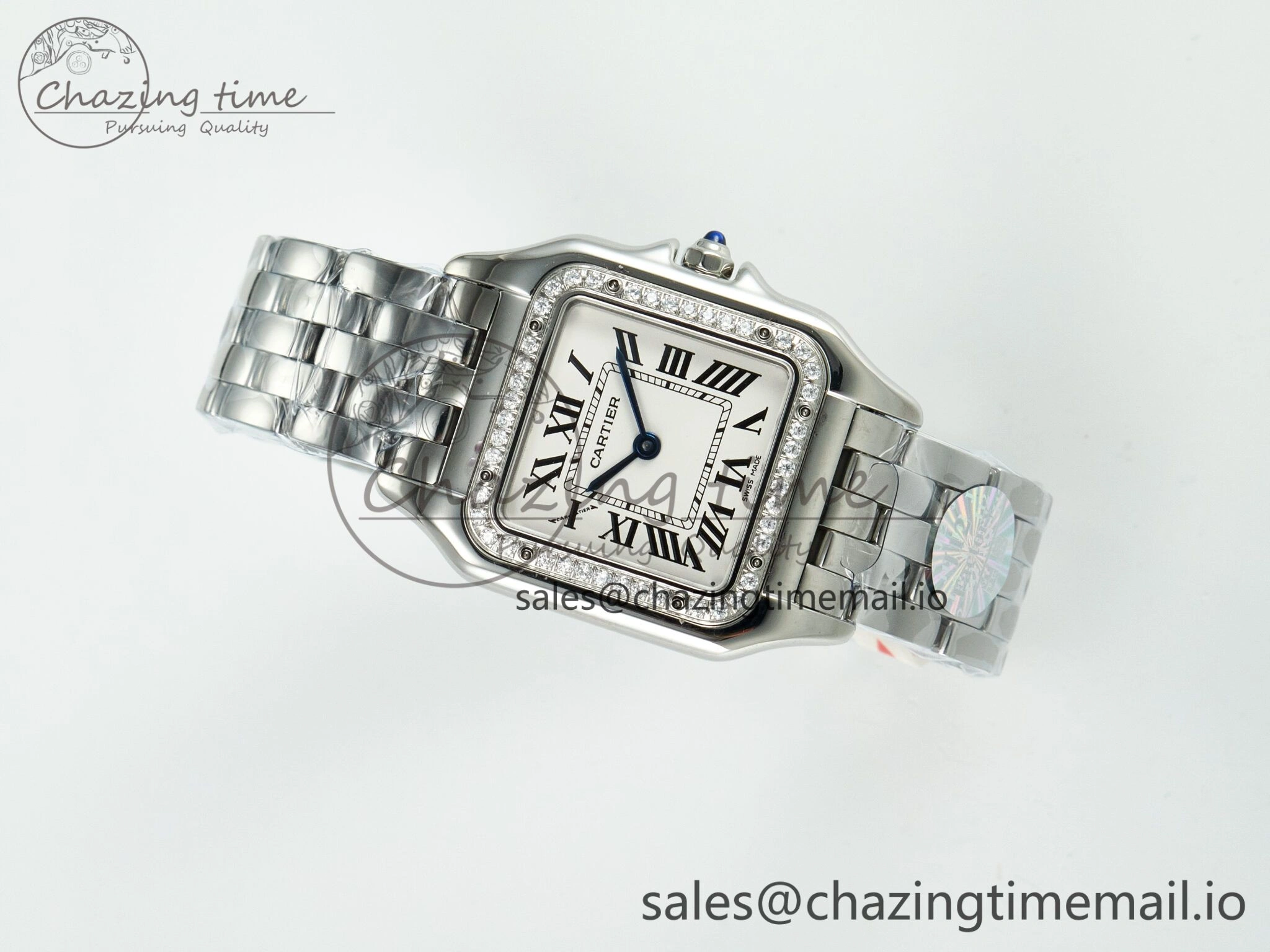 Panthère Secrete Ladies 27mm SS Diamonds Bezel J12F 1:1 Best Edition White Dial on SS Bracelet Ronda Quartz