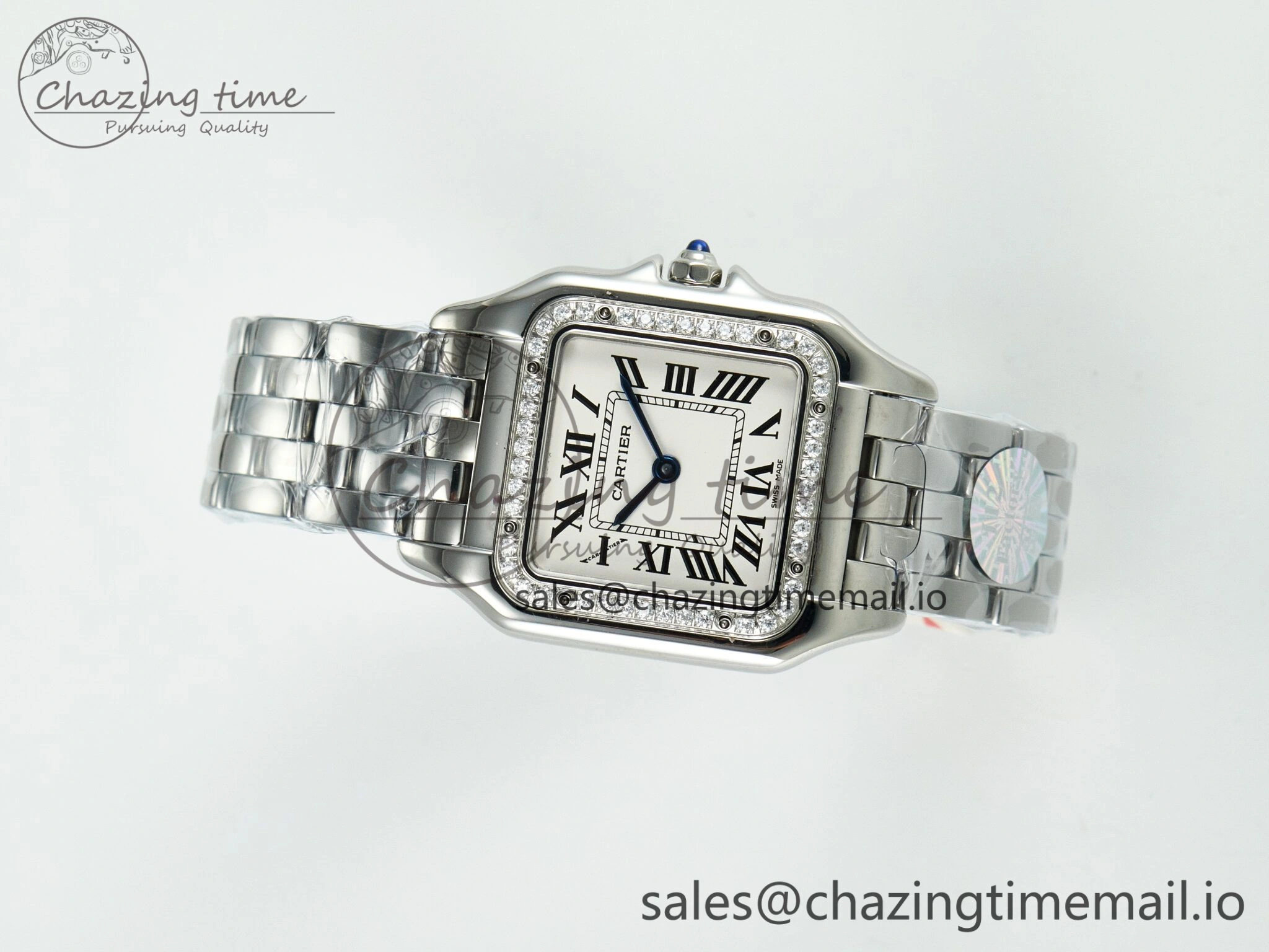 Panthère Secrete Ladies 27mm SS Diamonds Bezel J12F 1:1 Best Edition White Dial on SS Bracelet Ronda Quartz