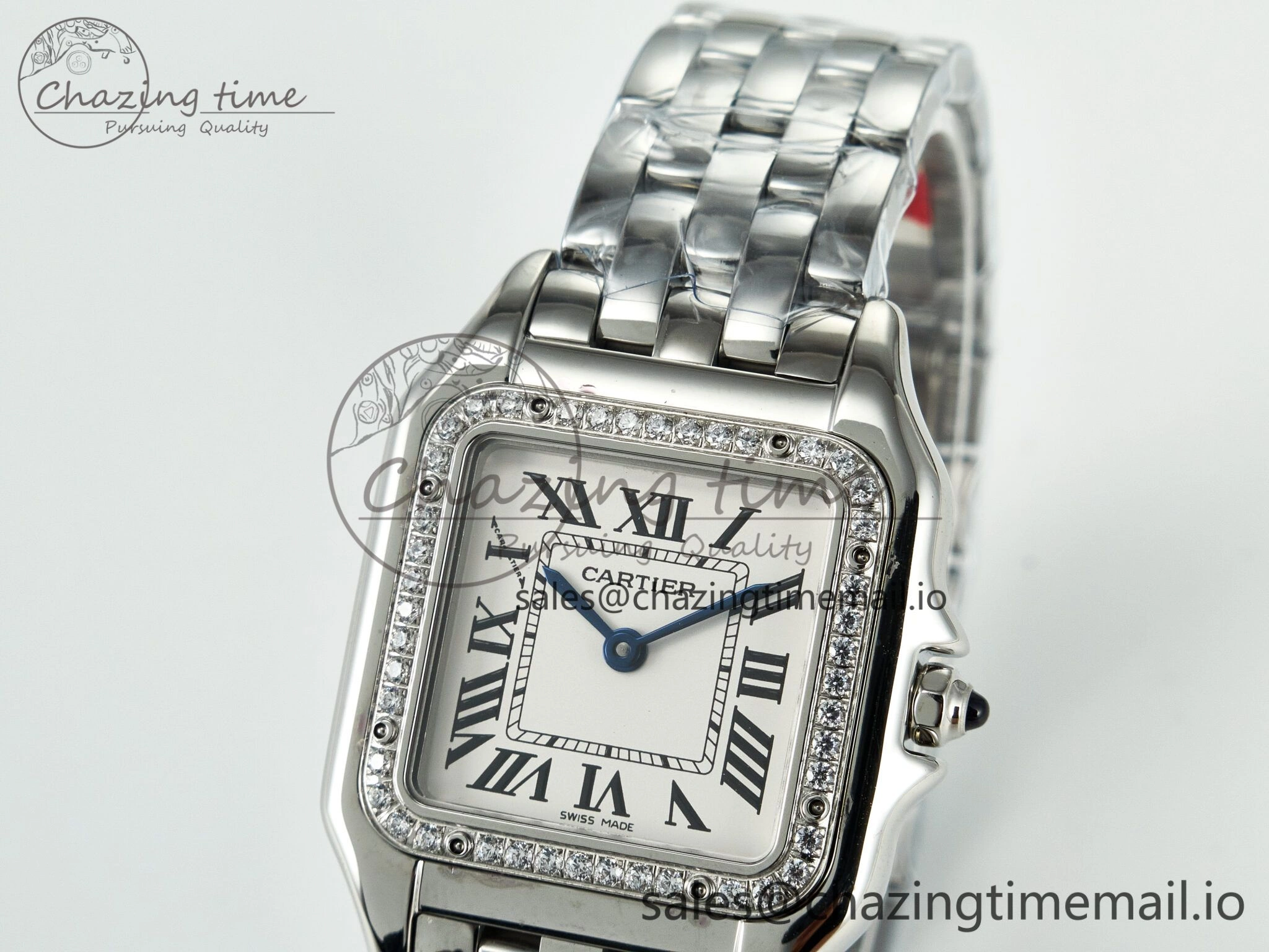 Panthère Secrete Ladies 27mm SS Diamonds Bezel J12F 1:1 Best Edition White Dial on SS Bracelet Ronda Quartz