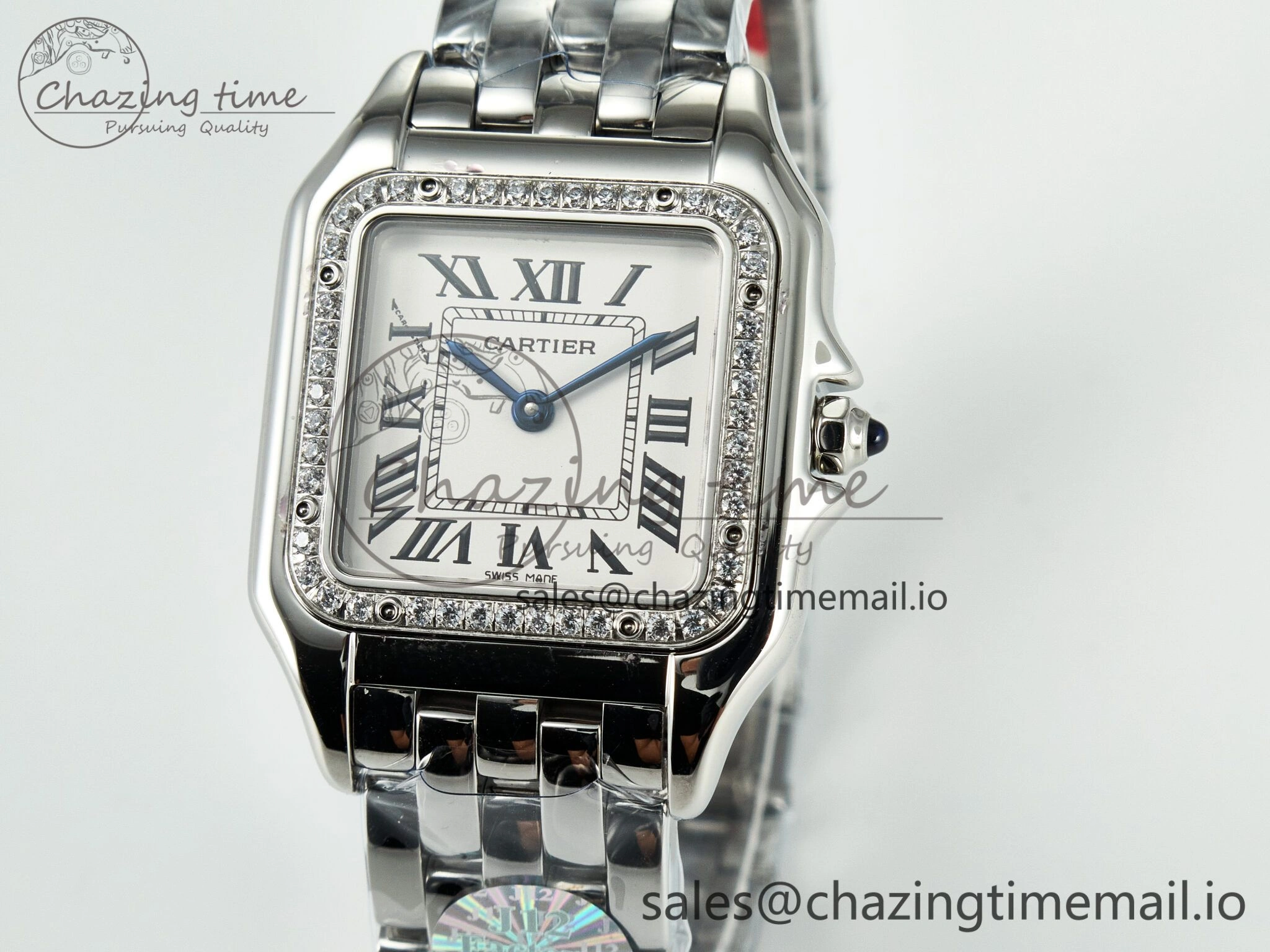 Panthère Secrete Ladies 27mm SS Diamonds Bezel J12F 1:1 Best Edition White Dial on SS Bracelet Ronda Quartz