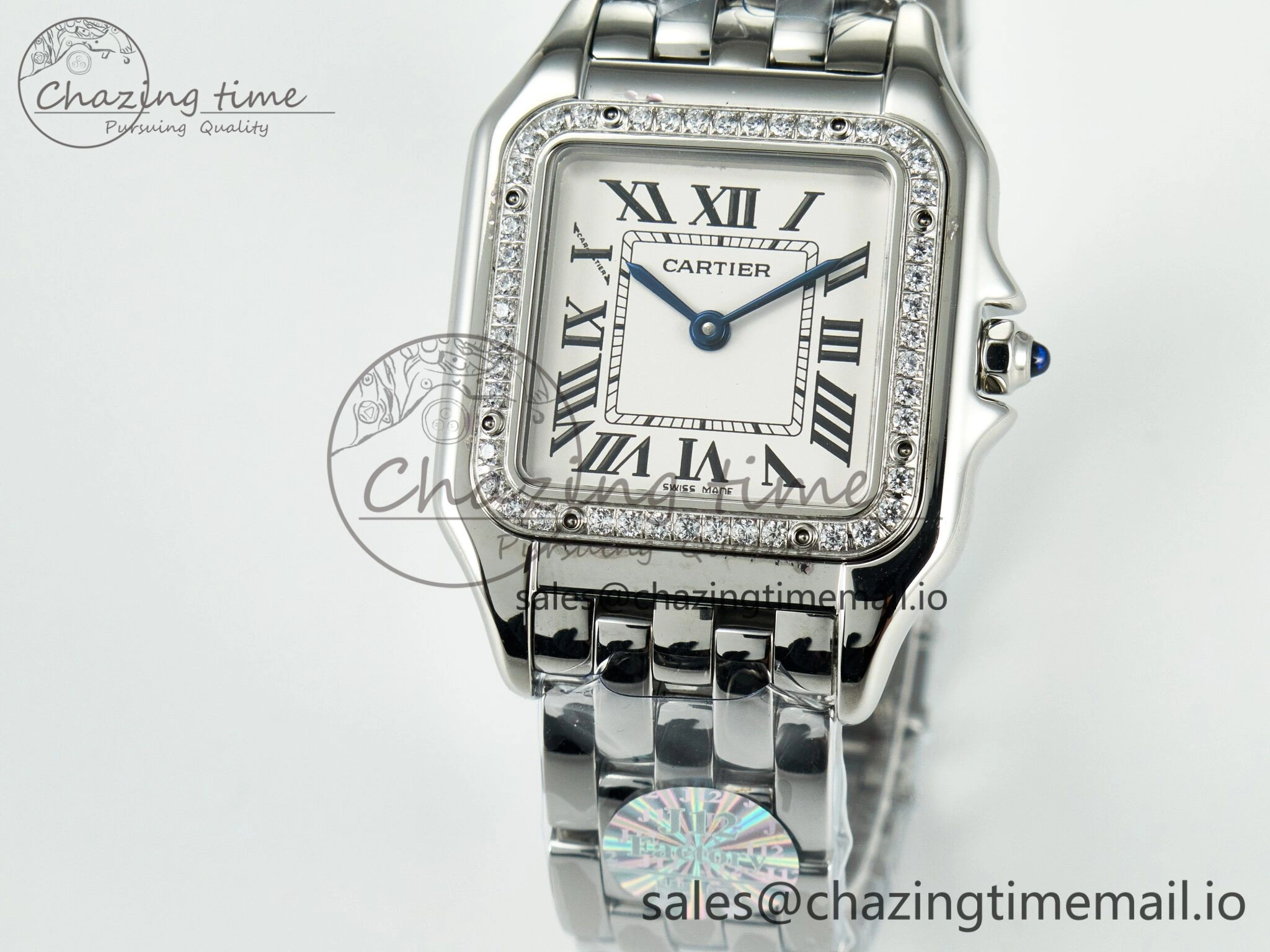 Panthère Secrete Ladies 27mm SS Diamonds Bezel J12F 1:1 Best Edition White Dial on SS Bracelet Ronda Quartz