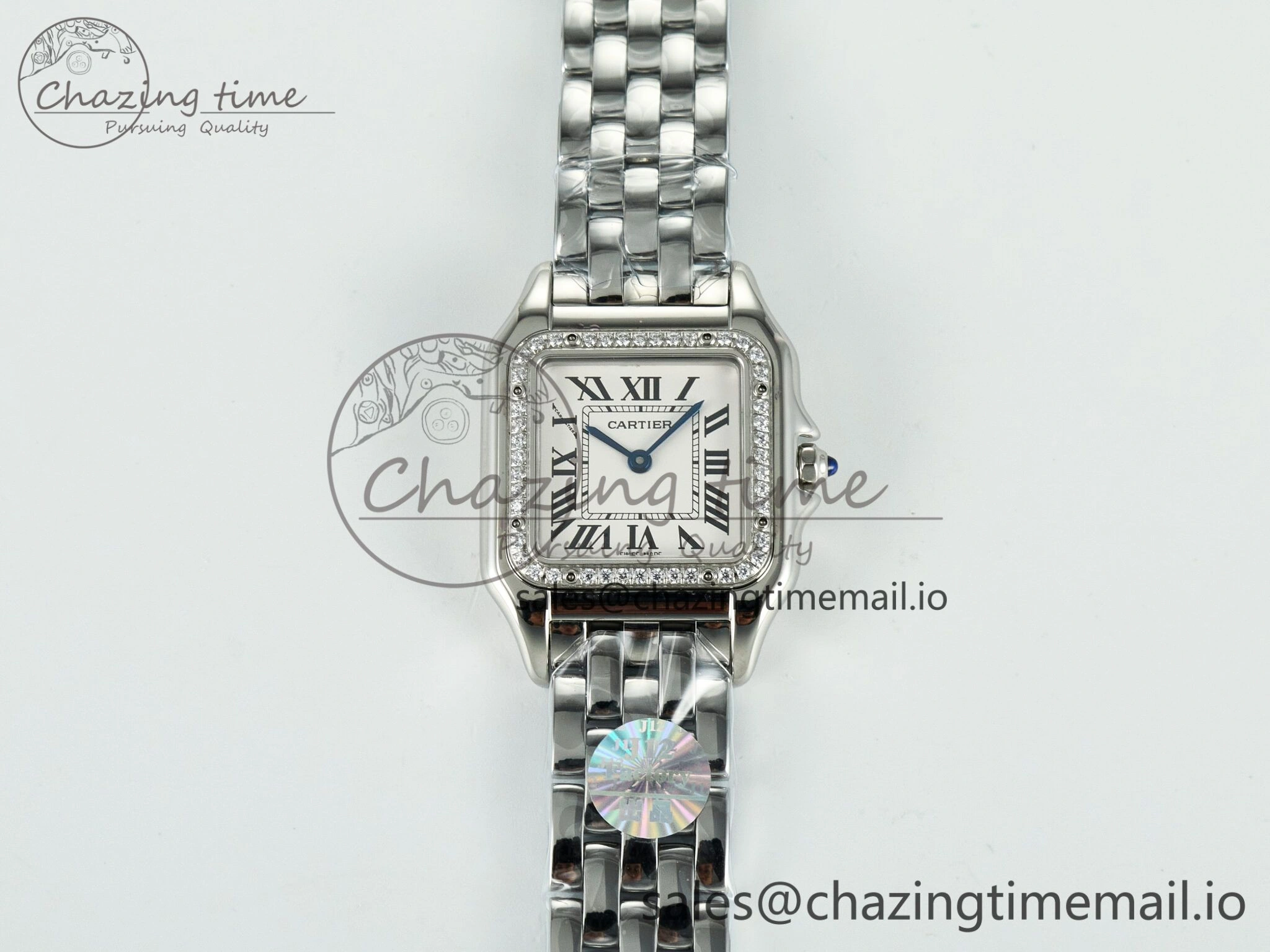Panthère Secrete Ladies 27mm SS Diamonds Bezel J12F 1:1 Best Edition White Dial on SS Bracelet Ronda Quartz