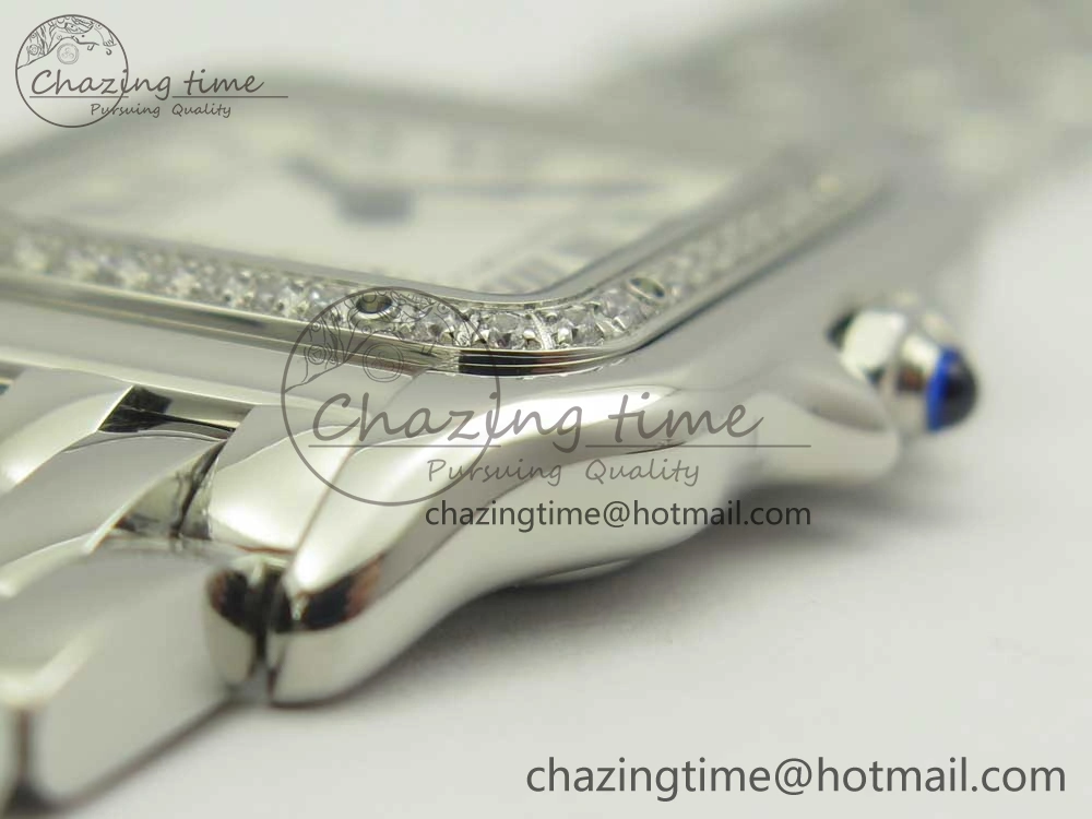 Panthère Secrete Ladies 27mm SS Diamonds Bezel K11 1:1 Best Edition White Dial on SS Bracelet Ronda Quartz