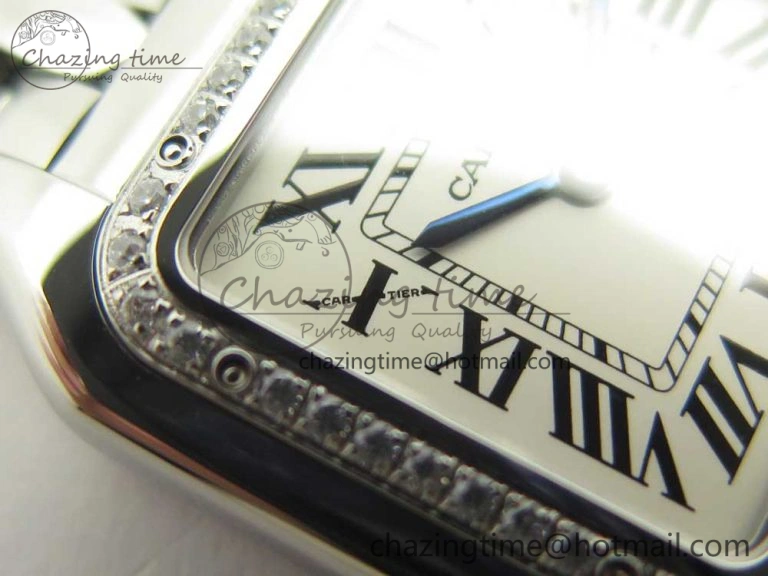 Panthère Secrete Ladies 27mm SS Diamonds Bezel K11 1:1 Best Edition White Dial on SS Bracelet Ronda Quartz